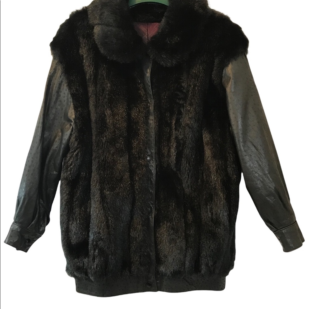 Vintage D’Esprit dubrowsky and peribinder  faux fur and leather jacket.